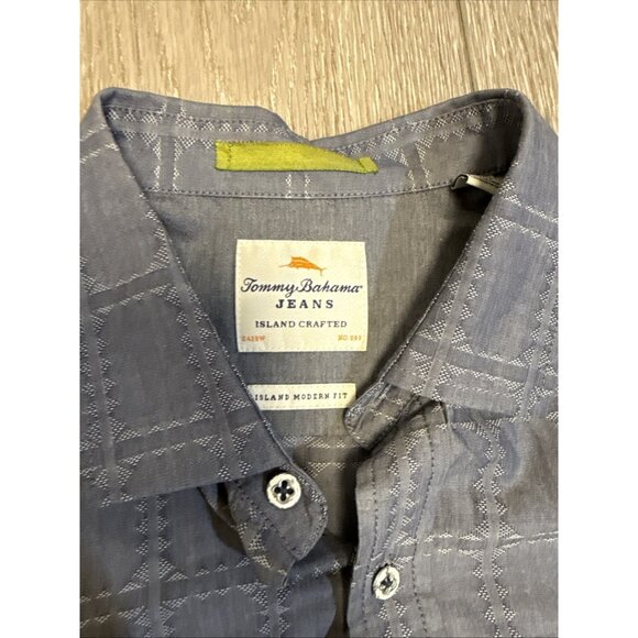 Tommy Bahama Shirt L 100% Linen Blue Button Front Long Sleeve Check Plaid - Picture 3 of 9